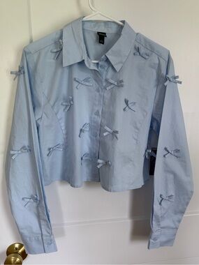 Cropped Bow Button Down